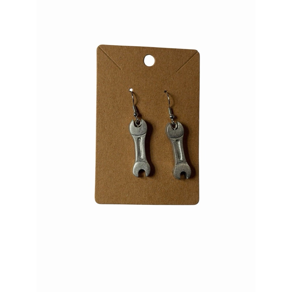 Silver Tone Wrench Dangle Earrings Novelty Mechanic Tool‎ Jewelry